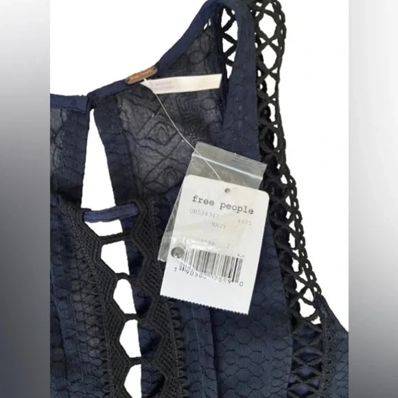 NWT Free People Wherever You Go Navy Lace Mini Dress. Size 2 - Picture 8 of 8